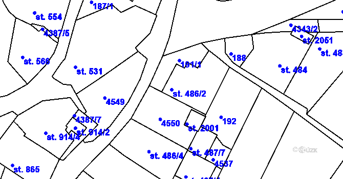 Parcela st. 486/2 v KÚ Valašské Klobouky, Katastrální mapa