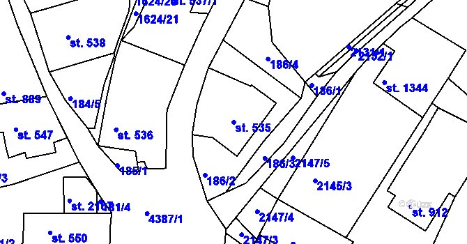 Parcela st. 535 v KÚ Valašské Klobouky, Katastrální mapa