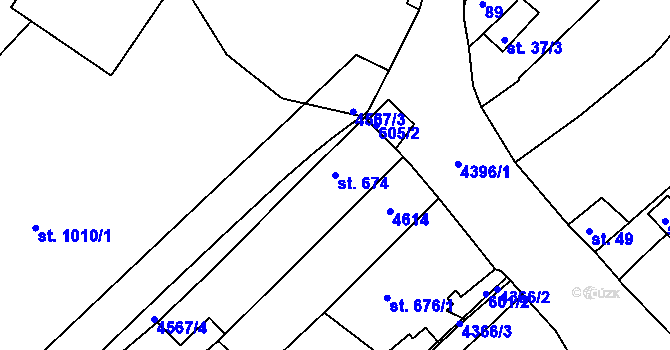 Parcela st. 674 v KÚ Valašské Klobouky, Katastrální mapa