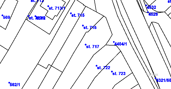Parcela st. 717 v KÚ Valašské Klobouky, Katastrální mapa