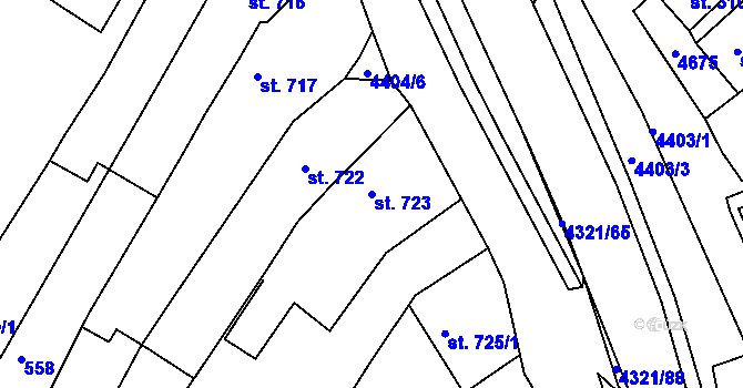 Parcela st. 723 v KÚ Valašské Klobouky, Katastrální mapa