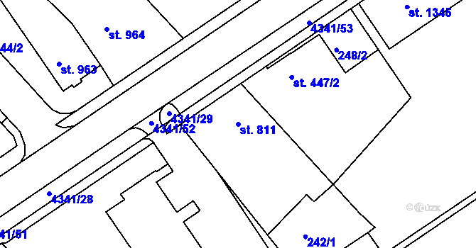 Parcela st. 811 v KÚ Valašské Klobouky, Katastrální mapa
