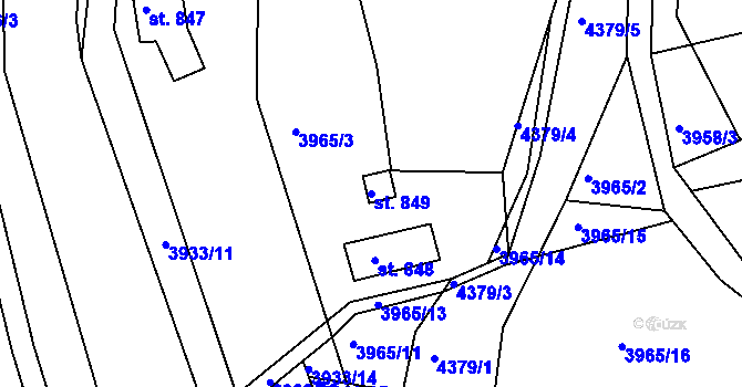 Parcela st. 849 v KÚ Valašské Klobouky, Katastrální mapa