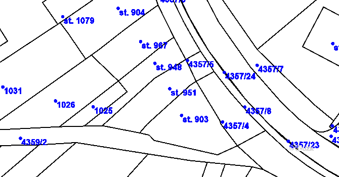 Parcela st. 951 v KÚ Valašské Klobouky, Katastrální mapa