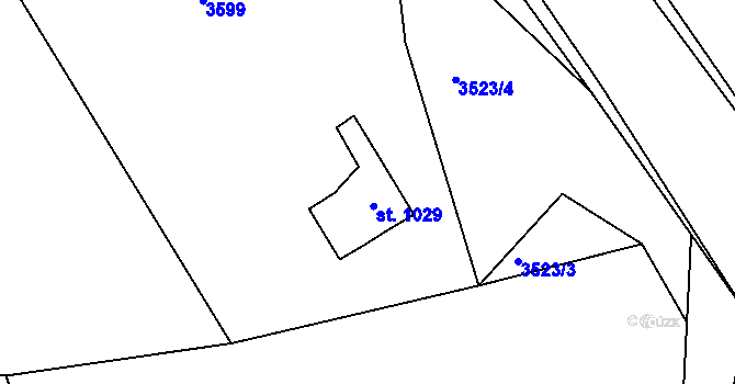 Parcela st. 1029 v KÚ Valašské Klobouky, Katastrální mapa
