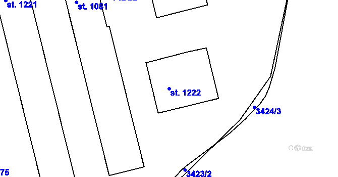 Parcela st. 1222 v KÚ Valašské Klobouky, Katastrální mapa