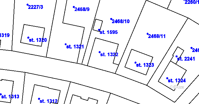 Parcela st. 1322 v KÚ Valašské Klobouky, Katastrální mapa