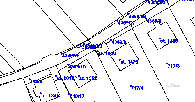 Parcela st. 1930 v KÚ Valašské Klobouky, Katastrální mapa