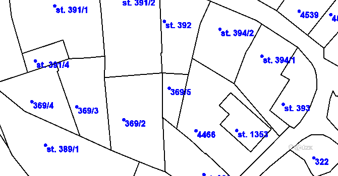 Parcela st. 369/5 v KÚ Valašské Klobouky, Katastrální mapa