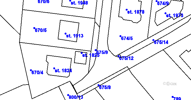 Parcela st. 675/9 v KÚ Valašské Klobouky, Katastrální mapa