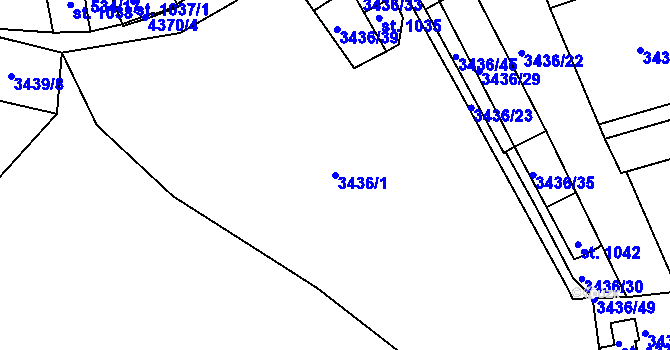 Parcela st. 3436/1 v KÚ Valašské Klobouky, Katastrální mapa