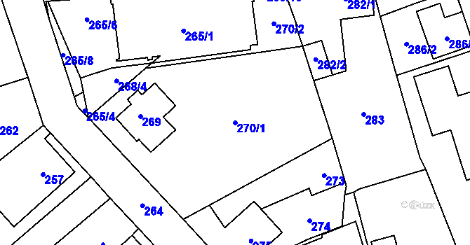 Parcela st. 270/1 v KÚ Valašské Meziříčí-město, Katastrální mapa