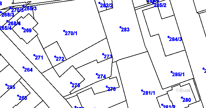 Parcela st. 273 v KÚ Valašské Meziříčí-město, Katastrální mapa