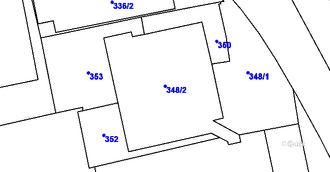 Parcela st. 348/2 v KÚ Valašské Meziříčí-město, Katastrální mapa