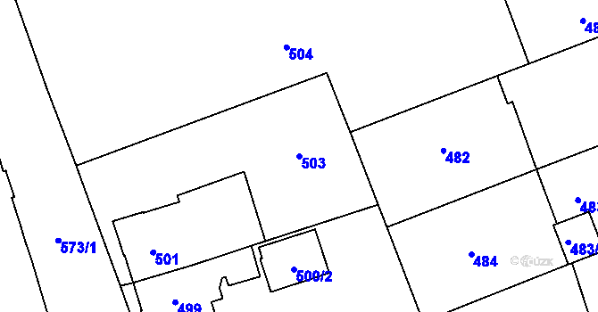 Parcela st. 503 v KÚ Valašské Meziříčí-město, Katastrální mapa