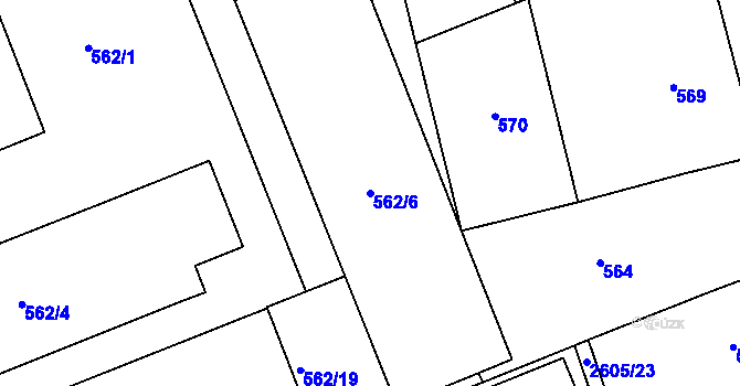 Parcela st. 562/6 v KÚ Valašské Meziříčí-město, Katastrální mapa