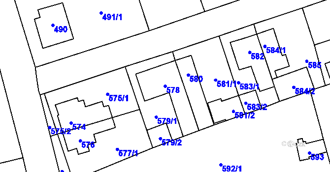 Parcela st. 578 v KÚ Valašské Meziříčí-město, Katastrální mapa