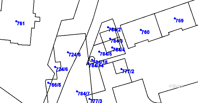 Parcela st. 784/5 v KÚ Valašské Meziříčí-město, Katastrální mapa