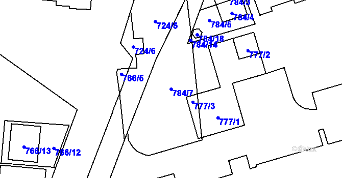 Parcela st. 784/7 v KÚ Valašské Meziříčí-město, Katastrální mapa