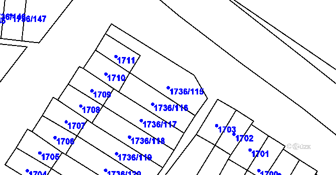 Parcela st. 1736/115 v KÚ Valašské Meziříčí-město, Katastrální mapa