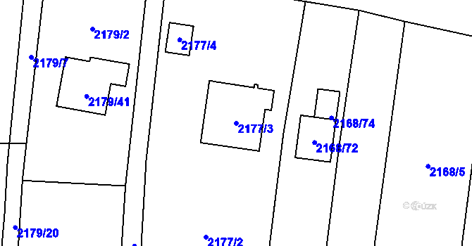 Parcela st. 2177/3 v KÚ Valašské Meziříčí-město, Katastrální mapa