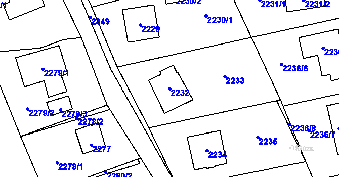 Parcela st. 2232 v KÚ Valašské Meziříčí-město, Katastrální mapa