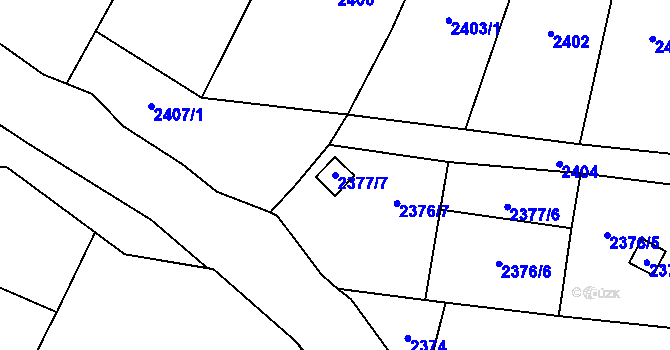 Parcela st. 2377/7 v KÚ Valašské Meziříčí-město, Katastrální mapa