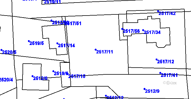 Parcela st. 2517/11 v KÚ Valašské Meziříčí-město, Katastrální mapa