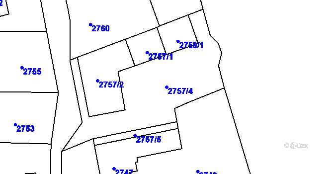 Parcela st. 2757/4 v KÚ Valašské Meziříčí-město, Katastrální mapa