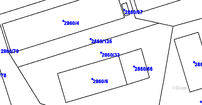 Parcela st. 2860/33 v KÚ Valašské Meziříčí-město, Katastrální mapa