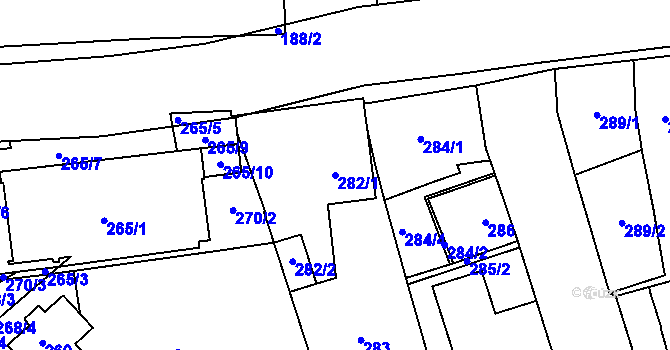 Parcela st. 282/1 v KÚ Valašské Meziříčí-město, Katastrální mapa