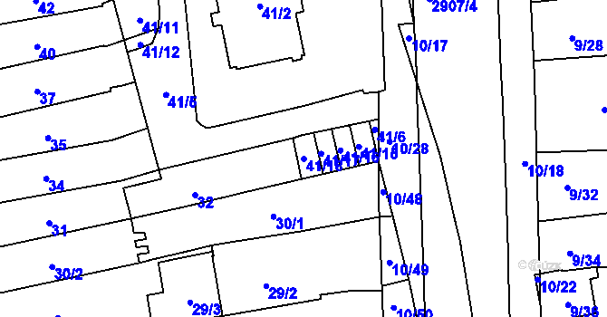 Parcela st. 41/18 v KÚ Valašské Meziříčí-město, Katastrální mapa