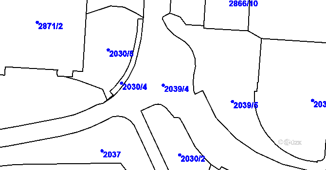 Parcela st. 2039/4 v KÚ Valašské Meziříčí-město, Katastrální mapa