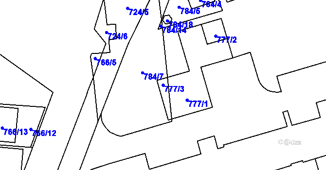 Parcela st. 777/3 v KÚ Valašské Meziříčí-město, Katastrální mapa