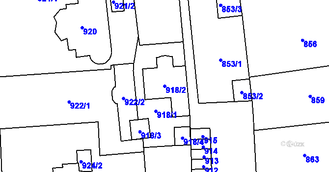 Parcela st. 918/2 v KÚ Valašské Meziříčí-město, Katastrální mapa