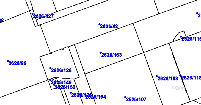 Parcela st. 2626/163 v KÚ Valašské Meziříčí-město, Katastrální mapa