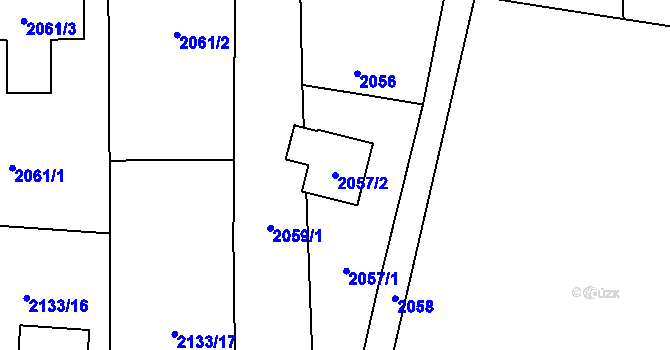 Parcela st. 2057/2 v KÚ Valašské Meziříčí-město, Katastrální mapa