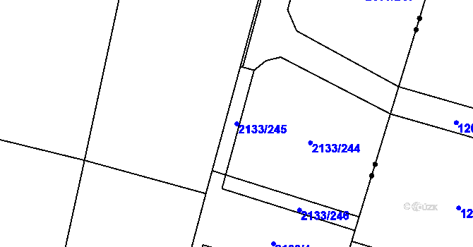 Parcela st. 2133/245 v KÚ Valašské Meziříčí-město, Katastrální mapa