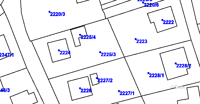 Parcela st. 2225/3 v KÚ Valašské Meziříčí-město, Katastrální mapa