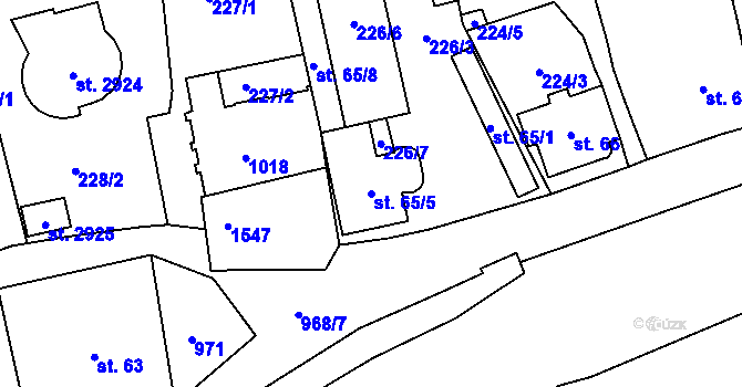 Parcela st. 65/5 v KÚ Krásno nad Bečvou, Katastrální mapa