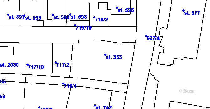 Parcela st. 353 v KÚ Krásno nad Bečvou, Katastrální mapa