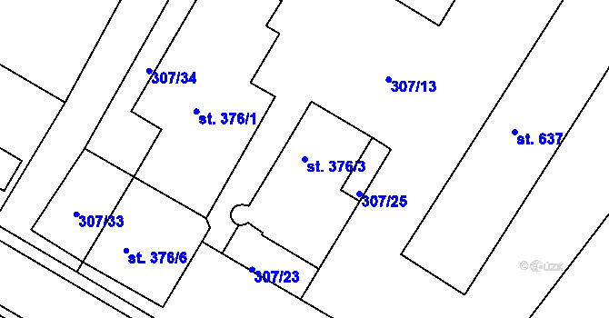 Parcela st. 376/3 v KÚ Krásno nad Bečvou, Katastrální mapa