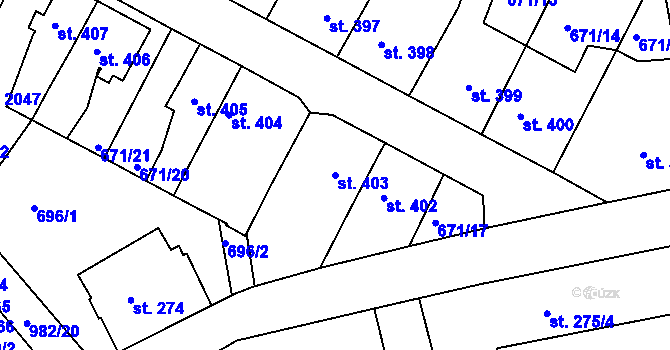 Parcela st. 403 v KÚ Krásno nad Bečvou, Katastrální mapa