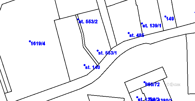 Parcela st. 553/1 v KÚ Krásno nad Bečvou, Katastrální mapa