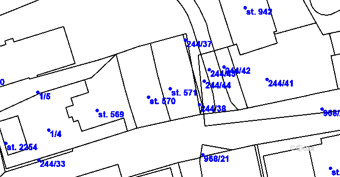 Parcela st. 571 v KÚ Krásno nad Bečvou, Katastrální mapa