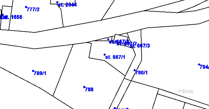 Parcela st. 667/1 v KÚ Krásno nad Bečvou, Katastrální mapa