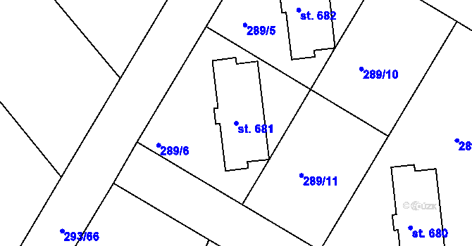 Parcela st. 681 v KÚ Krásno nad Bečvou, Katastrální mapa