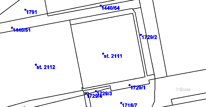 Parcela st. 2111 v KÚ Krásno nad Bečvou, Katastrální mapa