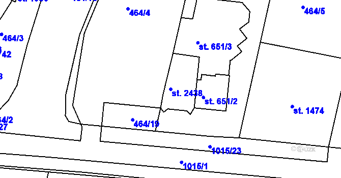 Parcela st. 2438 v KÚ Krásno nad Bečvou, Katastrální mapa
