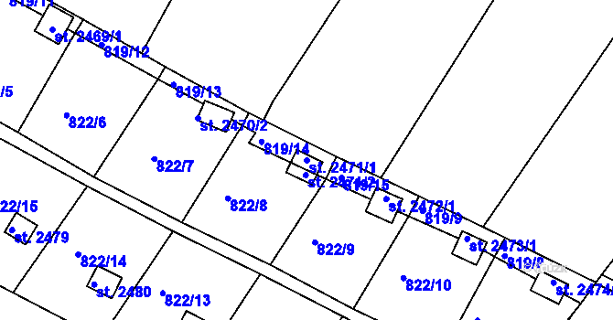 Parcela st. 2471/1 v KÚ Krásno nad Bečvou, Katastrální mapa